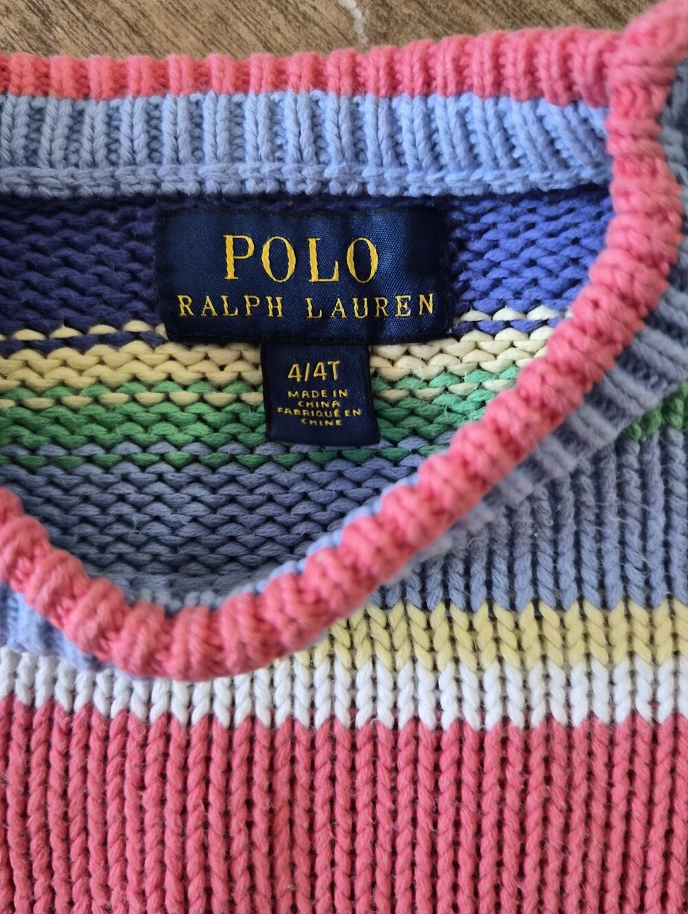 Polo Ralph Lauren Girls Blue Multicolor Striped Knit Long Sleeve Sweater Sz 4/4T - Picture 4 of 10